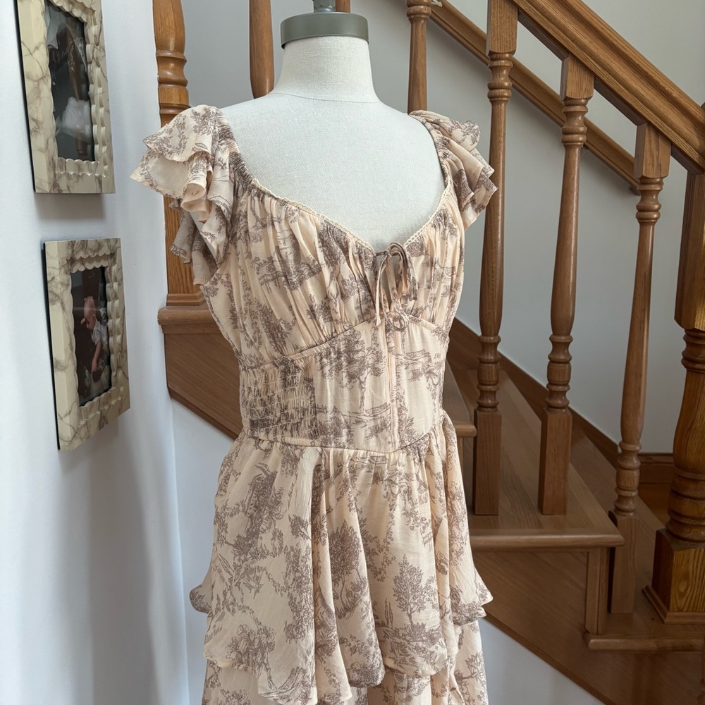 Francesca's Collections Beige Cream Toile Midi Dress